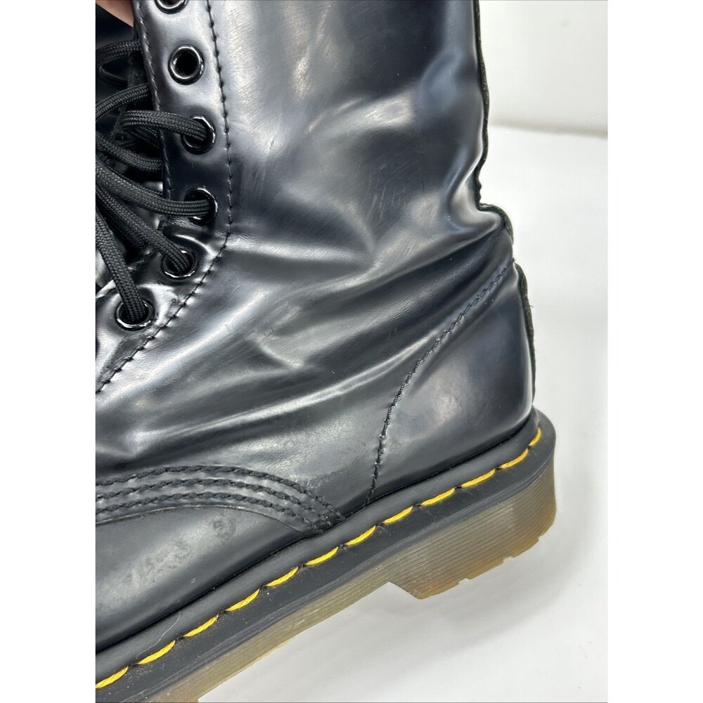 Doc Dr. Martens 11821 Black Leather Combat Boots Shoes Lace Up Women’s Sz 7 - Picture 8 of 13